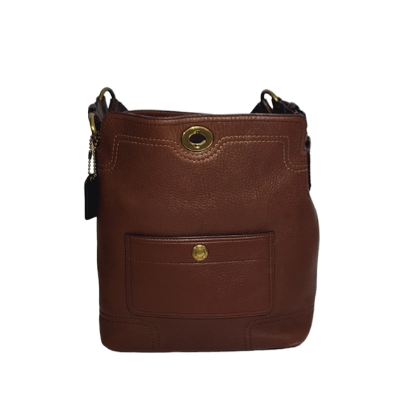 Vintage Coach Chelsea Pebbled North South Turn Lock Hobo Bag in Dark Brown 10947 - Picture 7 of 12